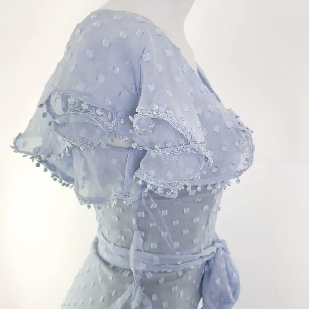 Alice McCall Moon Talking Ruffle Maxi Dress Crystal Bue sz 2 NEW - Picture 7 of 13